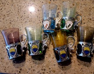 6 Vintage Shot Glasses