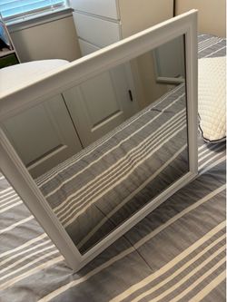 White frame Mirror 16 x 16