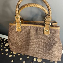 Croft & Barrow Purse Women's Tan Brown Handbag Burlap