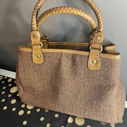 Croft & Barrow Purse Women's Tan Brown Handbag Burlap