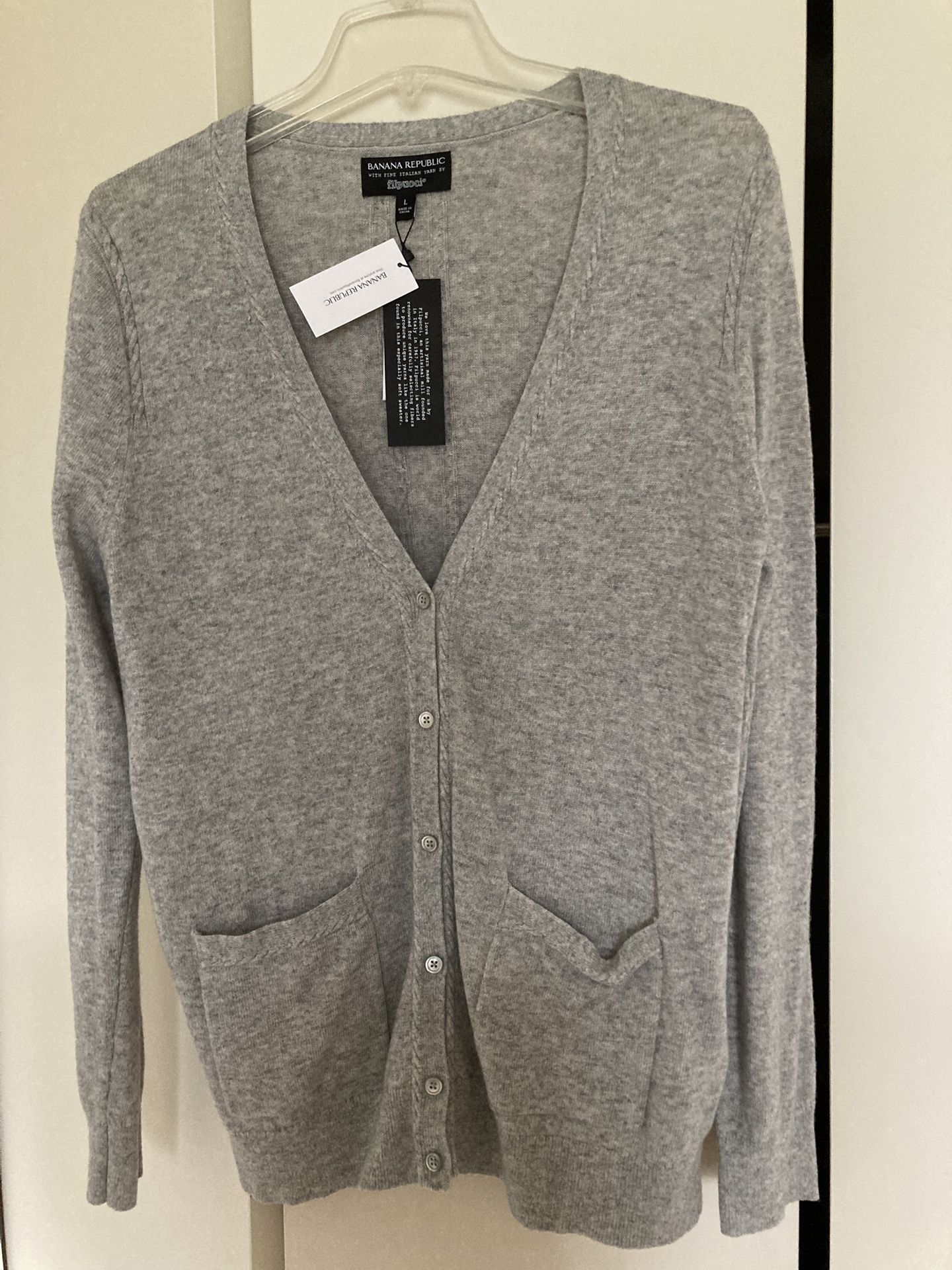 New With Tags Cardigan By Banana Republic In Gray FILPUCCI Wool/cashmere