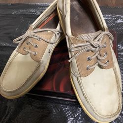SPERRY TOP SIDER Billfish 3-Eye Boat Shoes Leather Elk Color Mesh Size 10.5M