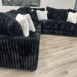 BRAND NEW! 3 MONTHLY PAYMENTS! BLACK CORDUROY THICK SOFTOVERSIZED SECTIONAL
