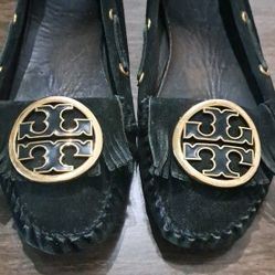 Tory Birch Black Suede Maccosins  7.5 Used But Tons Life Left$16   .Driving Shoes.