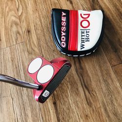 LH Odyssey O Works Red 2 Ball Putter Steel  with Head Cover