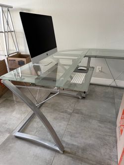 Desk (Glass and Metal) L-Shaped