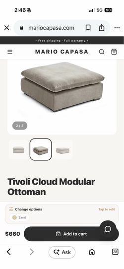 Brand new designer large Tivoli Cloud Mario Capasa ottoman in sand color