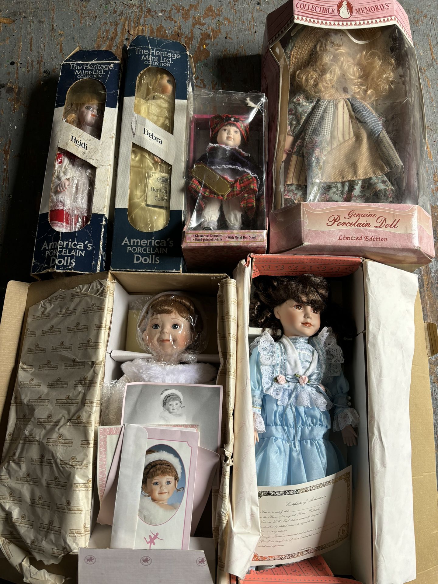 6   New Vintage Porcelain Dolls 