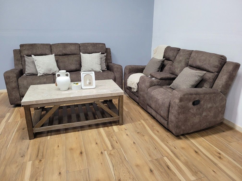 Brown Recliner Sofa Set