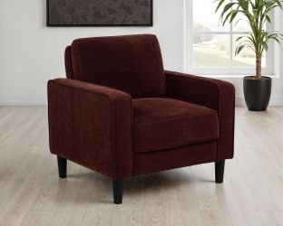Ruth Rust Red Fabric Upholstered Track Arm Accent Chair