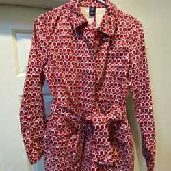 Gap Womens Pink/Red Geometric Tulip Patterned Raincoat