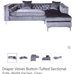 L Shape Corner Blue/Grey Soft Suede Sectional Couch Living Room  OBO