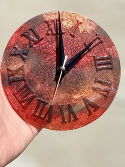 ✨ Handmade Copper & Crimson Resin Wall Clock – One of a Kind!