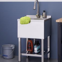 TRINITY 18" x 16" x 13" Stainless Steel Utility Sink with Pull-out Faucet