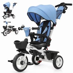 JMMD Baby Tricycle with Canopy and Push Handle