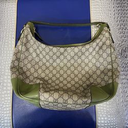 Gucci Supreme Monogram GG Beige Green Canvas Bag
