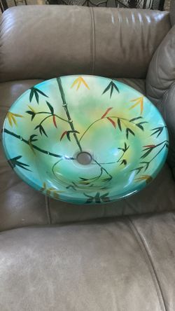 Sink ,vessel, Teal Color, Bamboo, , Design New Never Used