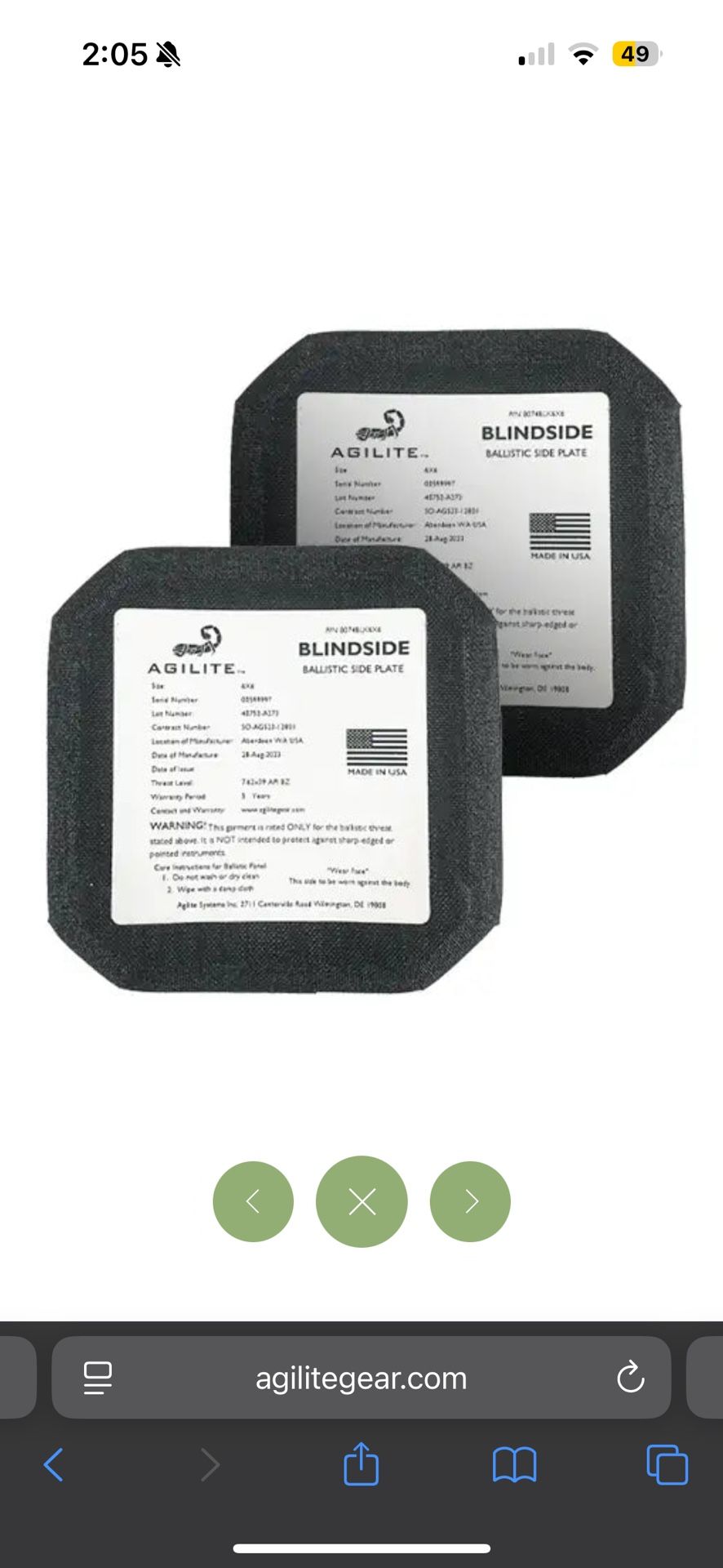 Agilite plate carrier level 3 armor