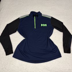 Helly Hansen Women Blue HH Lifa Half Zip Base Layer Top 