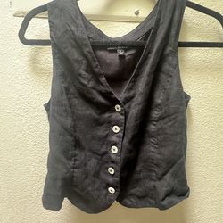 Women’s J.Crew Size 2 Linen Vest Black