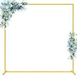 Wokceer Square Wedding Arch Stand, 6.6 x 6.6 ft, Gold Metal Balloon Arch Stand, Backdrop Frame for Wedding, Birthday Party, Baby Shower, Photo Booth B