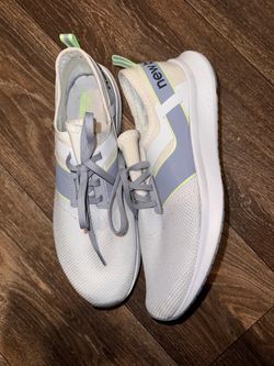 New Balance White Gray Knit Sneakers