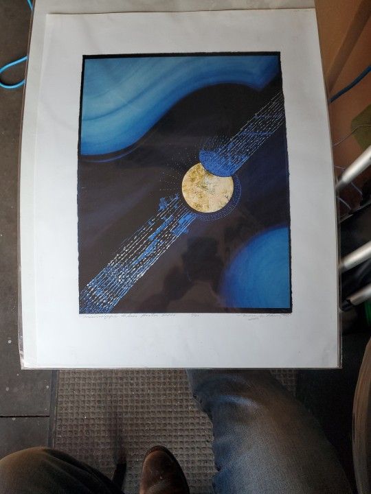 Blue Guitar Artwork Signed 