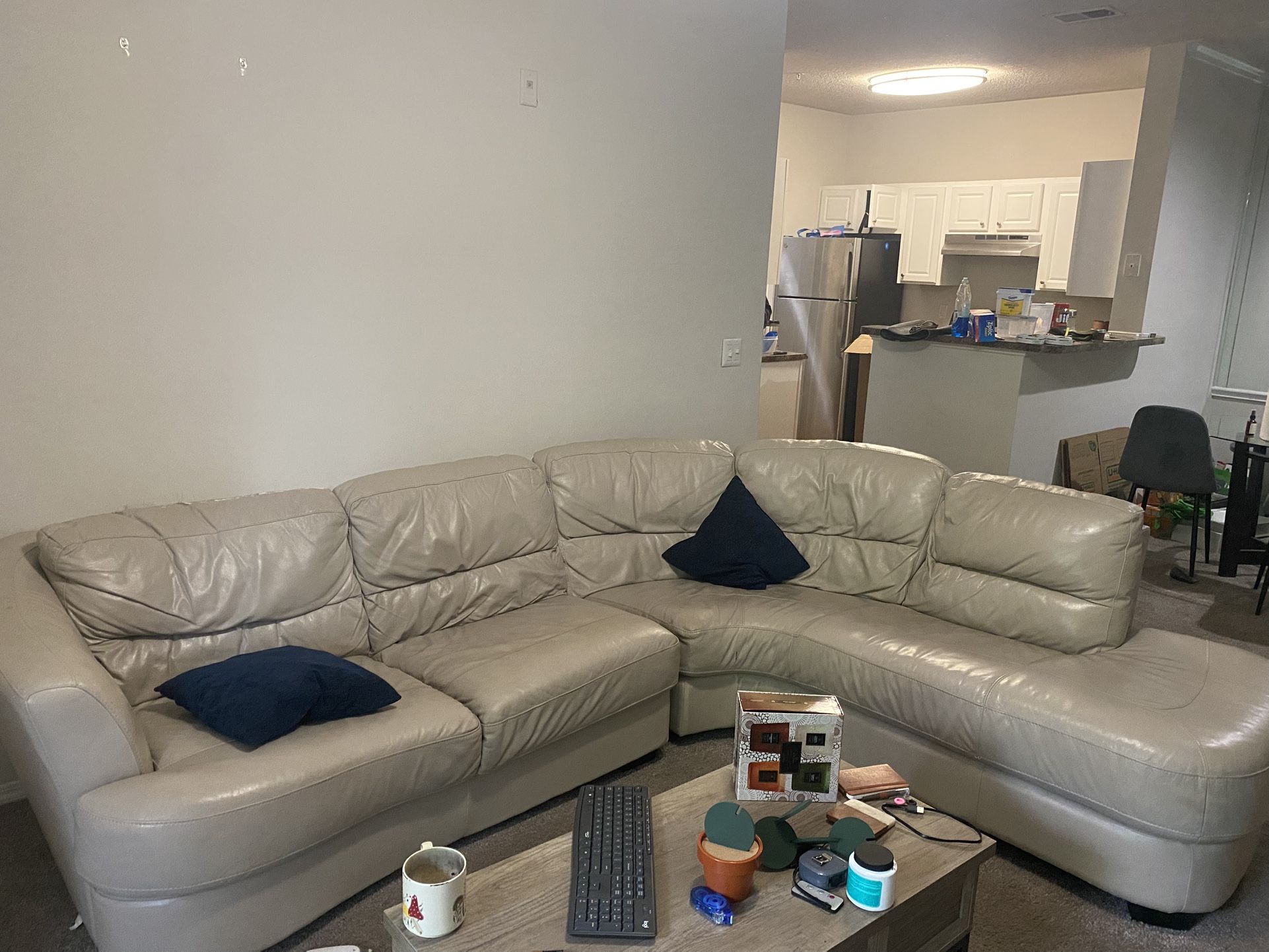 Free Leather Couch with Some Wear