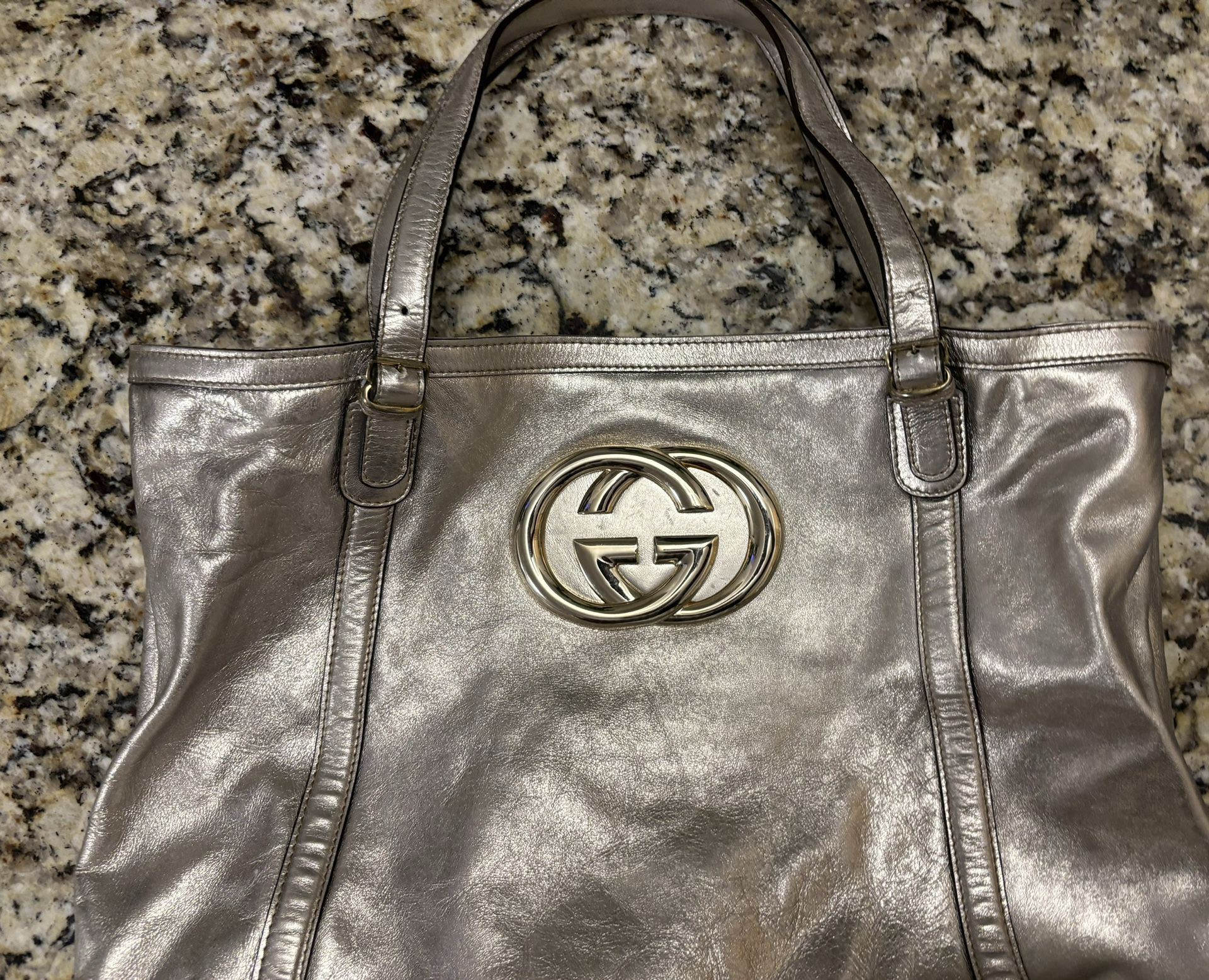 Gucci Vintage Metallic Gold Tote Shoulder Bag