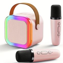 Pink Karaoke Mini Set - 2 Microphones With Speaker