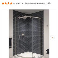 Delta Round Sliding Frameless Corner Shower Enclosure - Stainless w/ Clear Glass