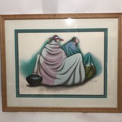 Robert Redbird Signed & Numbered Lithograph Two Kiowa Native American Women