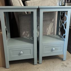 Two Blue Side Tables