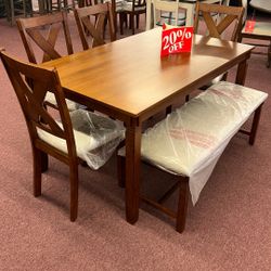 💥HUGE Blowout Sale!💥 Brand New Table W/ 4 Chairs And Bench! $50 Down Takes It Home Today!