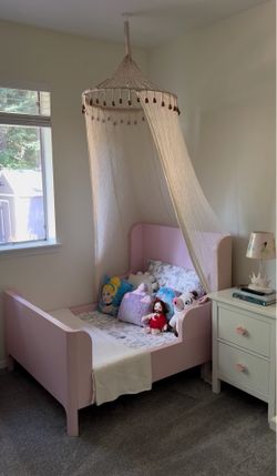 IKEA Pink Toddler Extendable Bed + Mattress