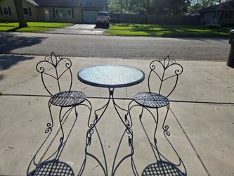 Refinished wrought-iron patio bistro set