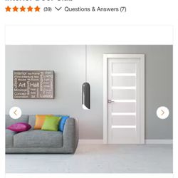 Belldinni Leora 30 in. W x 80 in. No Bore 5-Lite Solid Core Frosted Glass Bianco Noble Finished Wood Composite Interior Door Slab