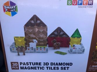 30 Piece Pasture 3D Diamond Magnetic Tiles Set