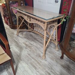 Vintage Rattan Console Table 