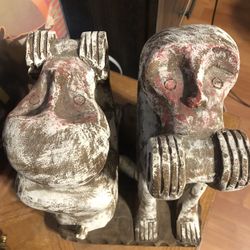 Tribal Art Twin Seated Monkeys 