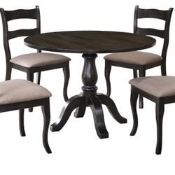 ANTIQUE BLACK FINISH ROUND 5 PIECE TABLE SET