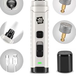 Dog Nail Grinder - Ultra Quiet Operation - Upgraded Dog Nail Trimmer with 2 LED Lights - 2-Speed Rechargeable Nail Grinder - for Small, Medium and Lar