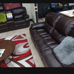 *Weekend Special!!!*---Classic Madrid Brown Leather Reclining Sofa/Loveseat Sets---Now $1099!!!---Delivery And Financing🤠