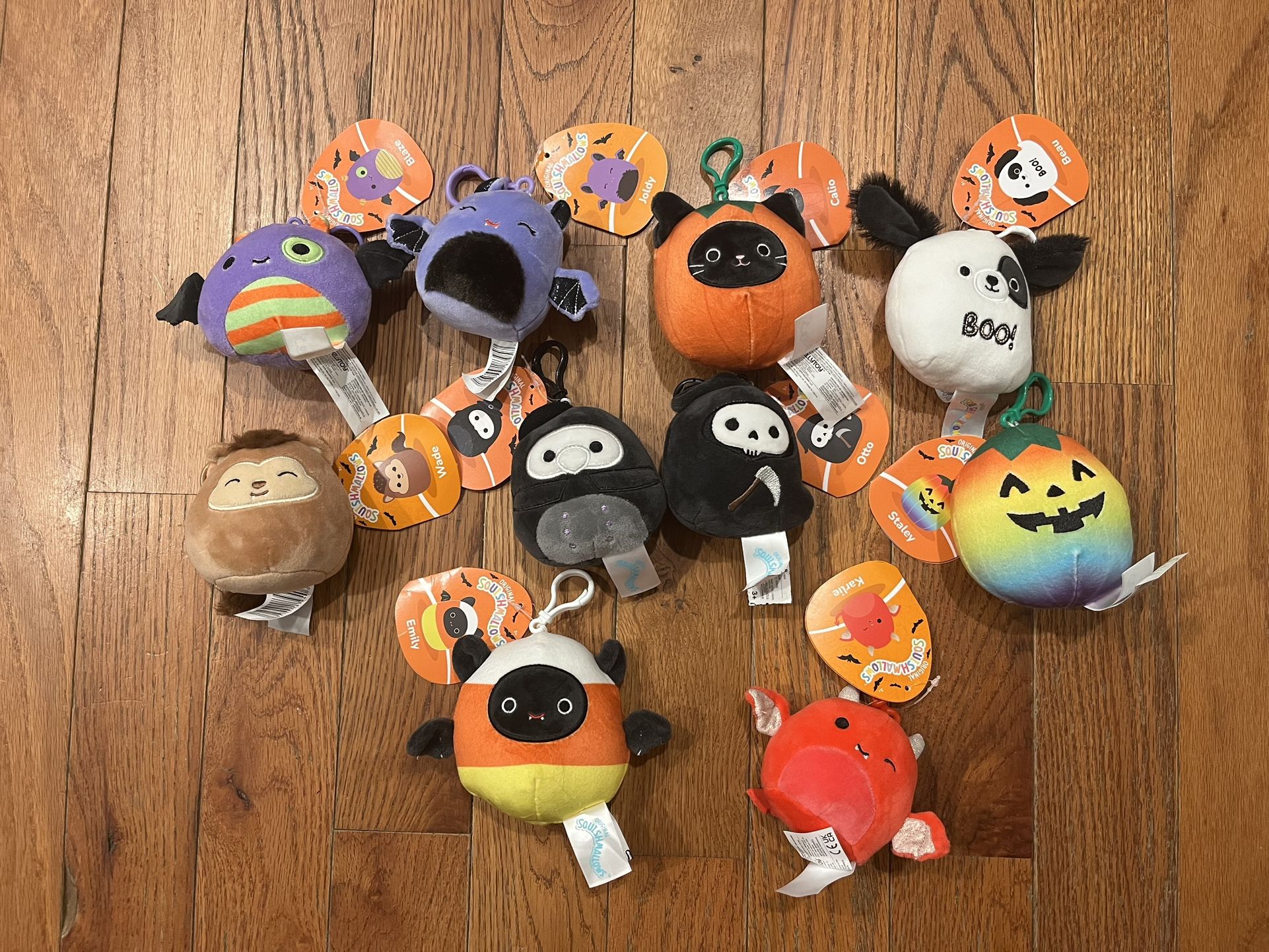 11 New Squishmallows Halloween Plush Stuffed Animal Clip On Keychain Lot Set