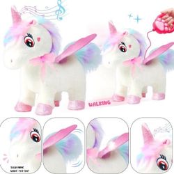  Remote Control Unicorn Toy for Girl Age 4-6, Electronic Interactive Plush Unicorn with Leash & Costume