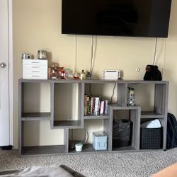 Gray Wood Bookshelf 