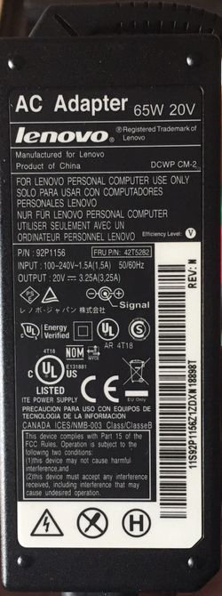 Lenovo Thinkpad Charger T410 SL400 T400 AC Adapter Charger 65w
