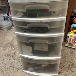 Two Sterilite plastic 4 drawers storage tower ( One With Wheels)