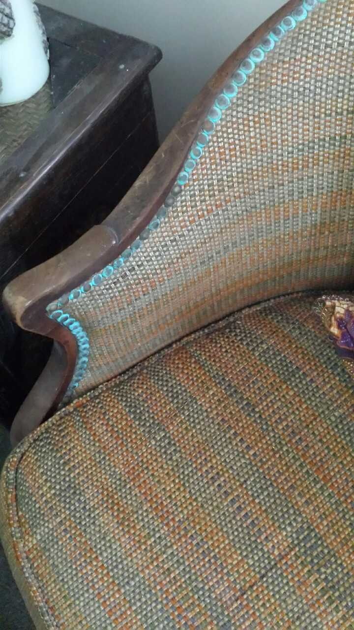 1950s Baker Furniture Club Chairs w/ Patina Studs and Casters / Rare Estate Sale Finds