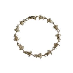 Vintage Sterling Silver Sea Turtle Link Bracelet